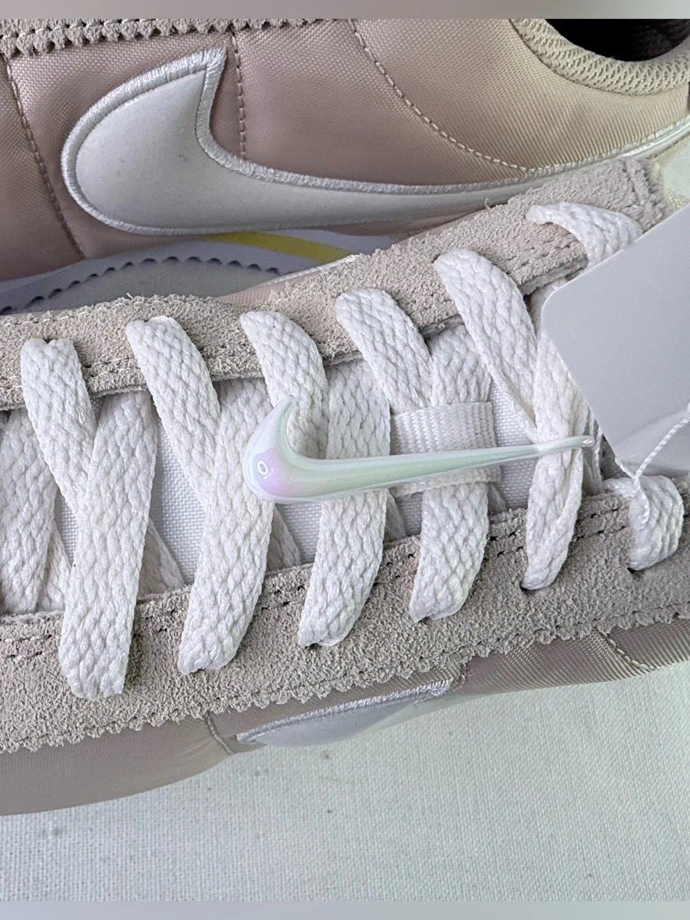 Nike Women’s Cortez Sneakers in Pale Beige with White Swoosh Charm Women’s 8.5